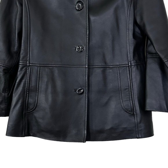 Stunning Black Lamb Leather Coat Jacket Buttery Soft Luxury - Picture 6 of 10